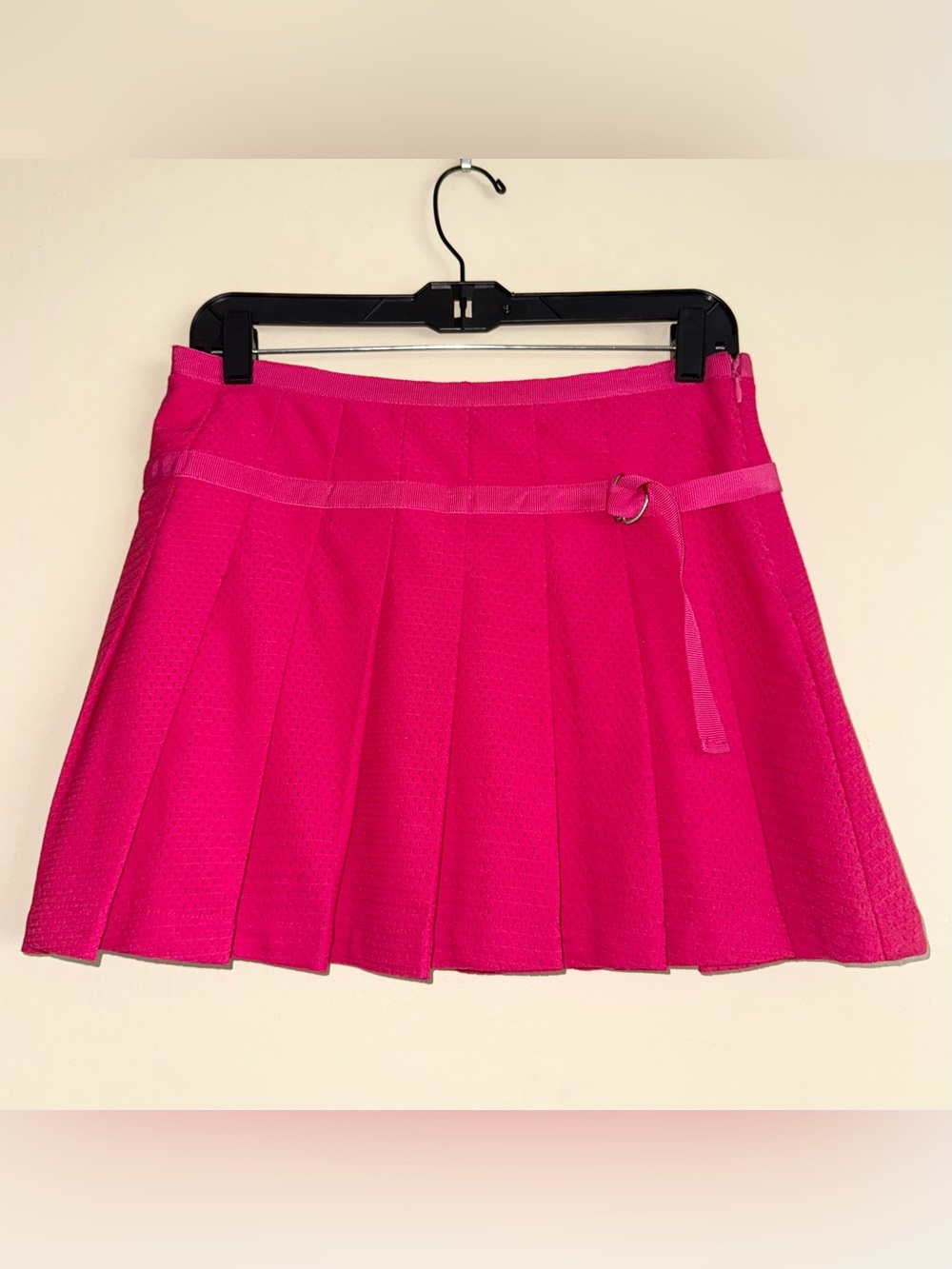 Y2K Urban Outfitters Hot Pink Pleated Netted Belted Mini Skirt Size 5